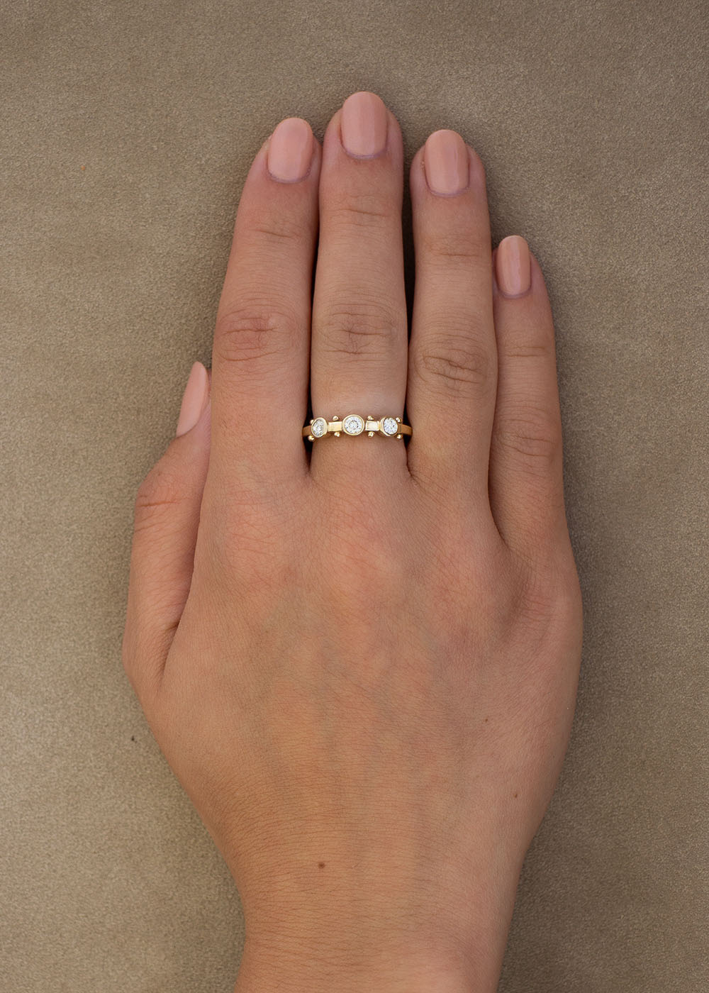 In Stock | 3-Stone White Diamond Koemi Ring