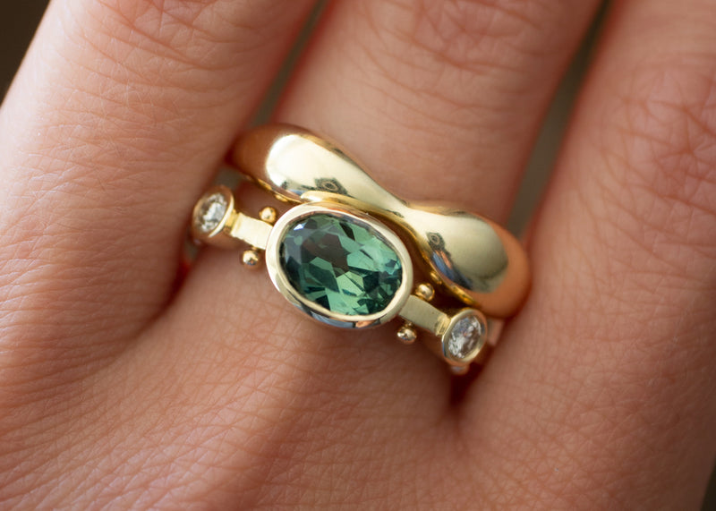 1.31ct Oval Forest Green Sapphire Kaori Ring