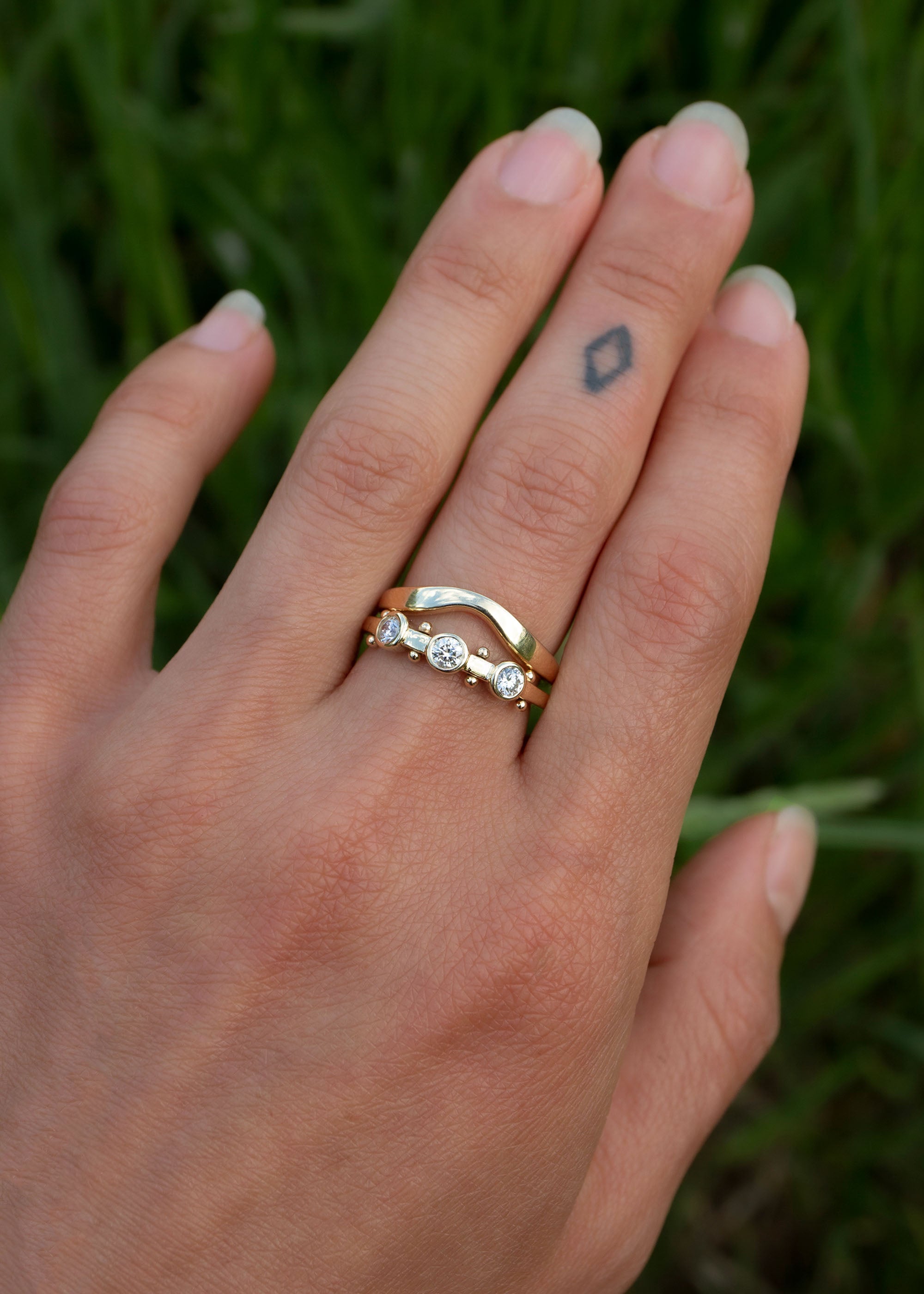 In Stock | 3-Stone White Diamond Koemi Ring