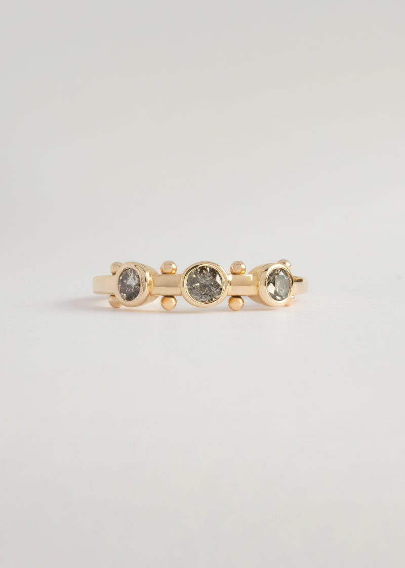 In Stock | 3-Stone Grey Diamond Koemi Ring
