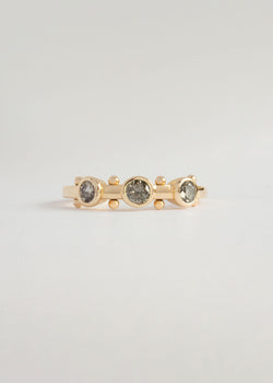 3-Stone Grey Diamond Koemi Ring