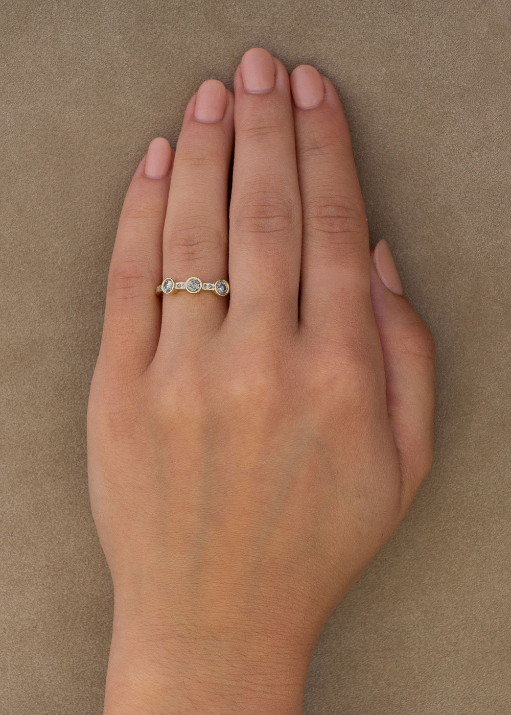 In Stock | 3-Stone Grey Diamond Theia Ring