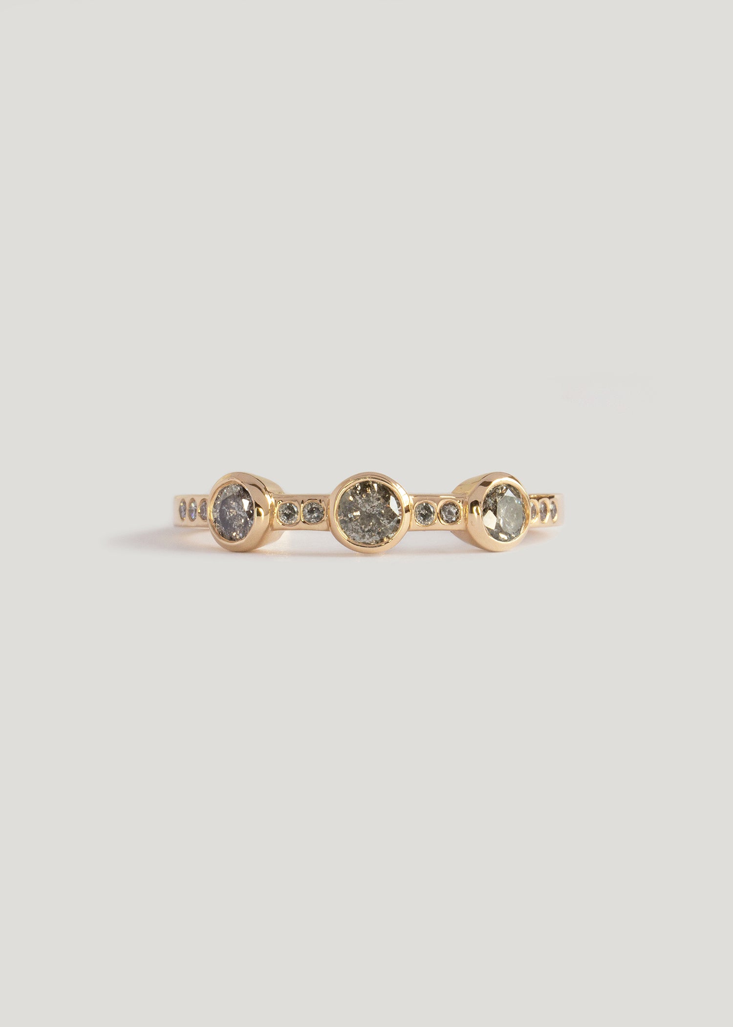 In Stock | 3-Stone Grey Diamond Theia Ring
