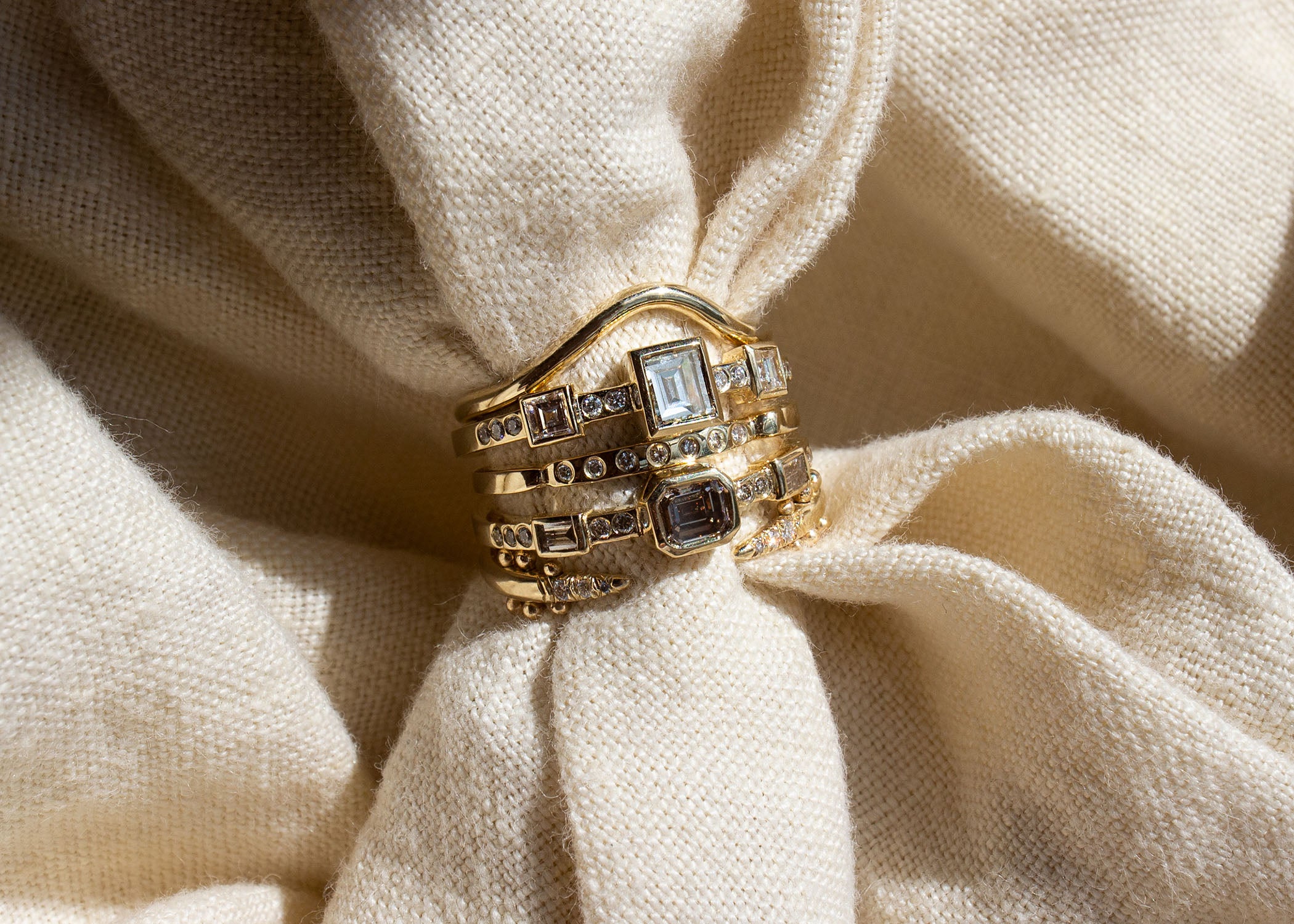 In Stock | Hikaru Ring No.9 - Carré Cut Antique White Diamond