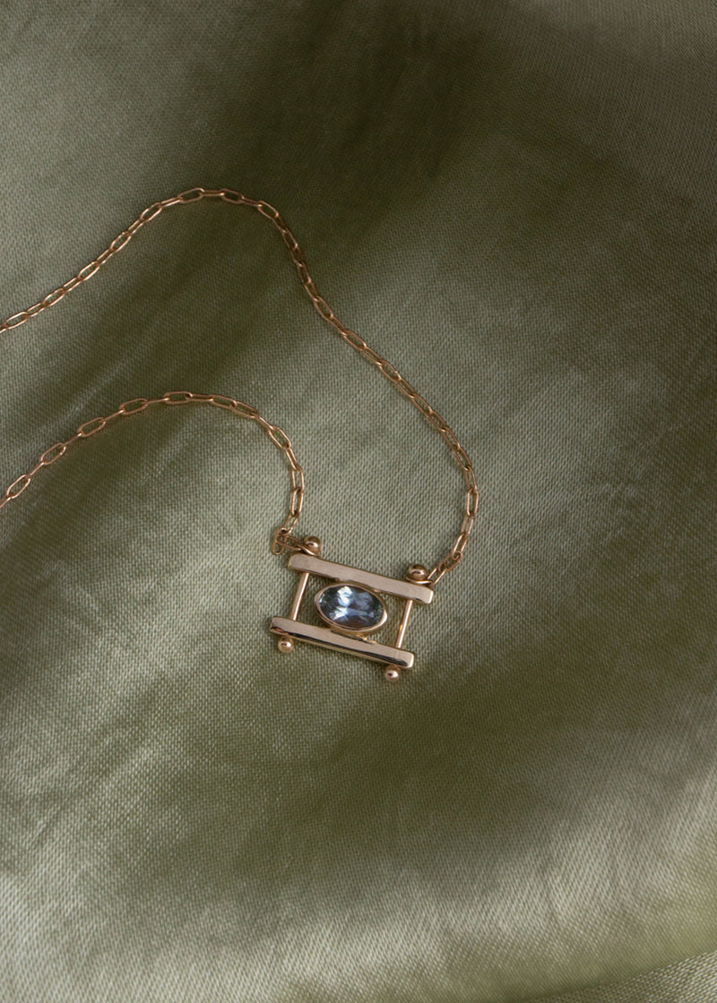 Indigo Blue Sapphire Oval Kiyo Necklace