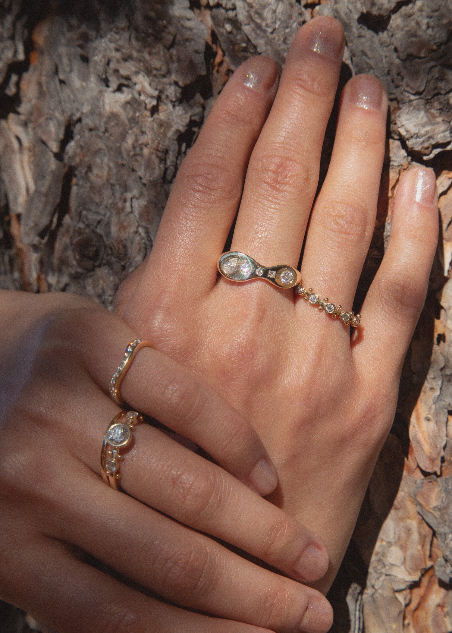 Diamond Mosaic Figure Ring