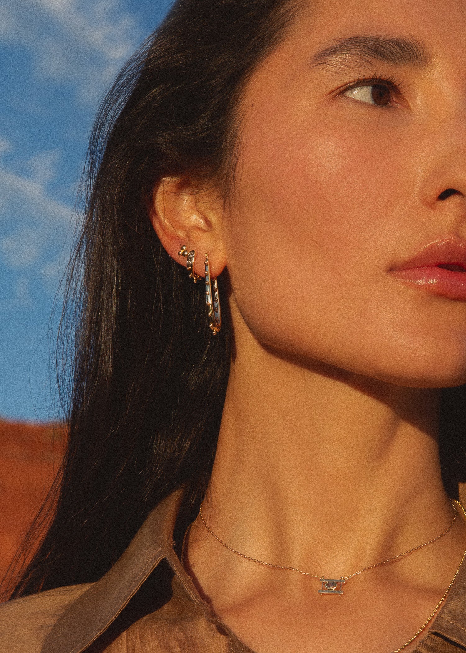 White Diamond Petite Suki Ear Huggers