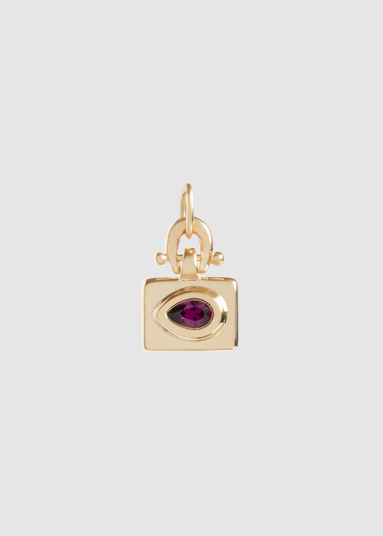 M. HISAE x OKAY FINE — Garnet Pear Tablet Charm