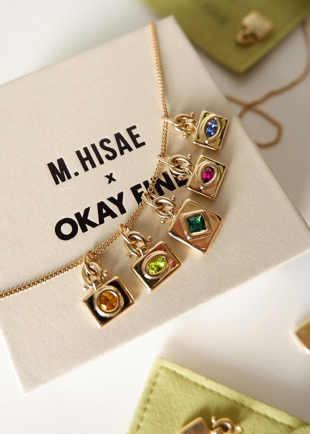 M. HISAE x OKAY FINE — Tourmaline Square Tablet Charm