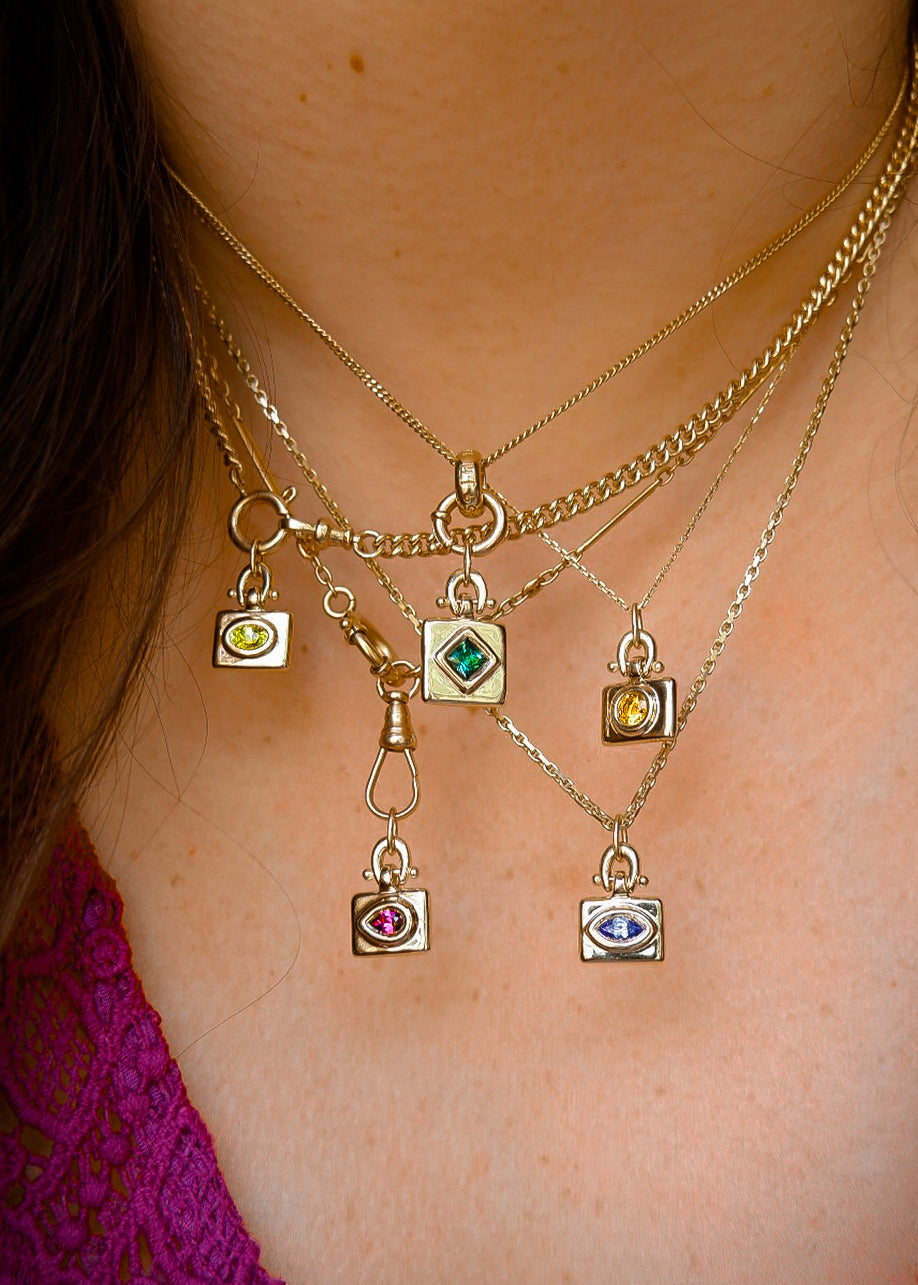 M. HISAE x OKAY FINE — Tourmaline Square Tablet Charm