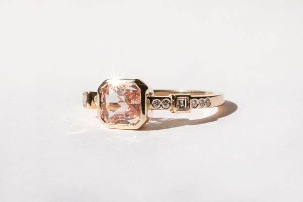 Hikaru Ring No.1 - Light Pink Sapphire & Antique Diamond