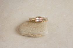 Oregon Sunstone & Diamond Cushion Kaori Ring