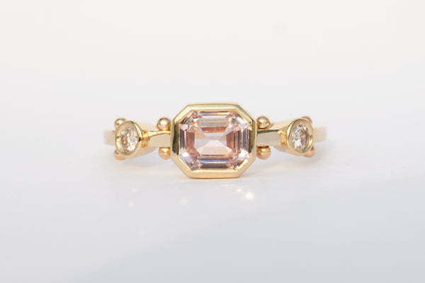 Front view of 1.1ct Light Pink Sapphire Kaori Ring.